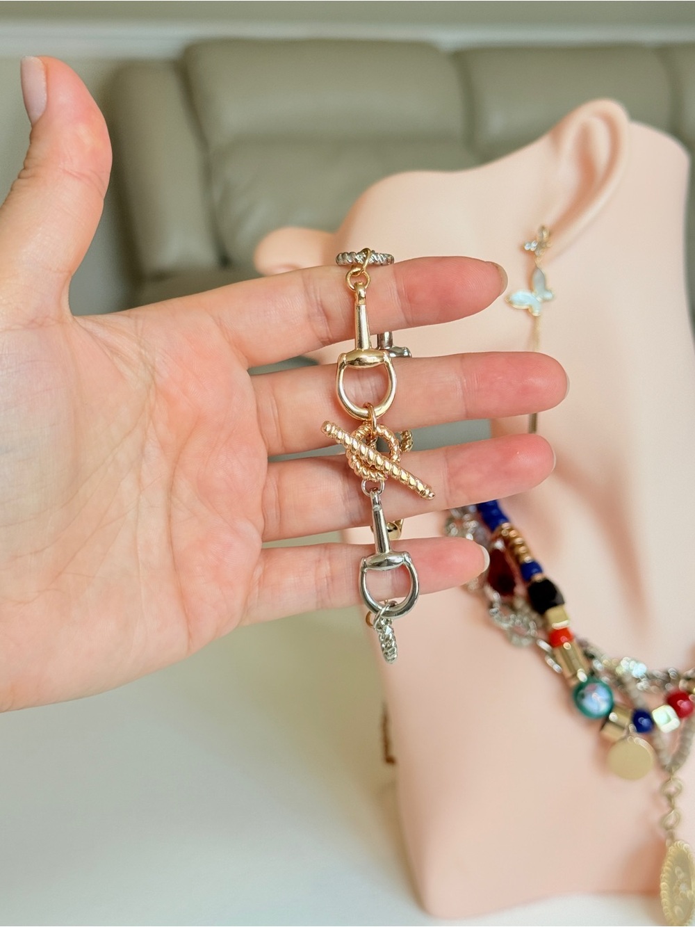 Gold and Silver Link Charm Bracelet - Picture 9 of 10